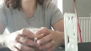 Step mom in restaurant speaking about step son big cock get fucked in front of waiter