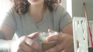 Step mom in restaurant speaking about step son big cock get fucked in front of waiter