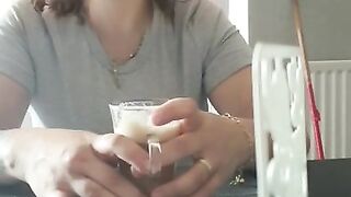 Step mom in restaurant speaking about step son big cock get fucked in front of waiter