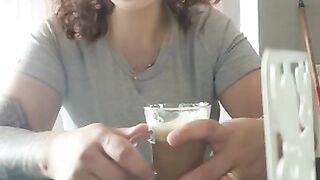 Step mom in restaurant speaking about step son big cock get fucked in front of waiter