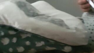 Step mom under blanket slips her hand into step son dick making him moan and cum