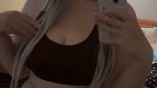 Big titty, goth girl plays with her big boobs