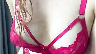 Undressing and tearing my lingerie before climaxing with my vibrator