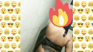 Silk Smita Shower Tease Showing Her Big Chunky Ass and Big Brown Nipples Perking and Horny