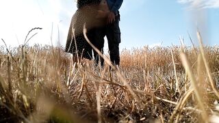 Slutty mother in law sucks my cock after making me cum in the field