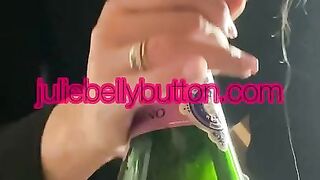 JOI teacher in hot pink lace shows naughty student how to pop this Champagne bottle