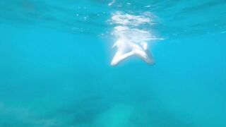 Spreading legs, sexy ass, underwater flower dress