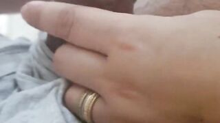 Step mom gentile handjob step son dick in bed