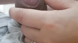 Step mom gentile handjob step son dick in bed