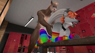 Heat anthro Furry girl in rainbow stockings got hot anal from furry centaur