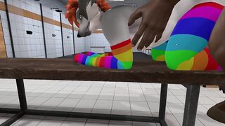 Heat anthro Furry girl in rainbow stockings got hot anal from furry centaur