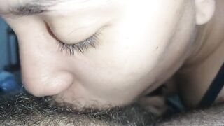 moving my wetmouth on the bastard's hard cock,Ilove sucking it deep until you explode your creampie