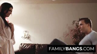 FamilyBangs.com - Mega Horny Stepmother Blasted in her Husband Bedroom by Stepson, India Summer, Codey Steele