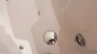 Girl has real wetting accident in bathroom pissing shorts pants