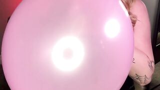 Sexy Blonde in Latex Blow to Pop Balloons Looner Fetish