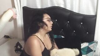 Sexy girl FUCKS with her toy and teddy bear