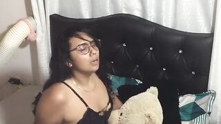 Sexy girl FUCKS with her toy and teddy bear