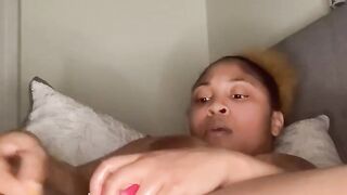 Ebony Pussy Dripping in Cum fucking a BIG DILDO