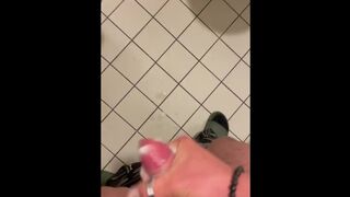 Post Orgasm Moaning Cumshot in a Public Gastation Bathroom