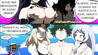 Deku gets sucked on the beach Hado and toga - My hero academy