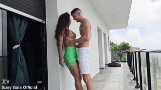 OUTDOOR HOMEMADE FUCKING with BIG COCK in my balcony - Tommy Cabrio & Susy Gala