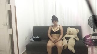 horny latina loves to break her pussy non-stop on the chair