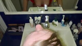 Hooked up chubby blonde and fucked her in the bathroom after party