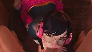 School-Girl D.va Sucks Cock Then Gets Facial