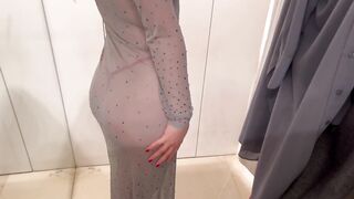 See Through Dresses Try on Haul in the changing room 18+