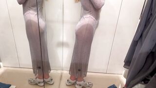 See Through Dresses Try on Haul in the changing room 18+