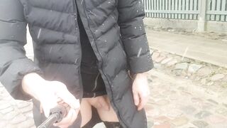 Walking and undressing on the street