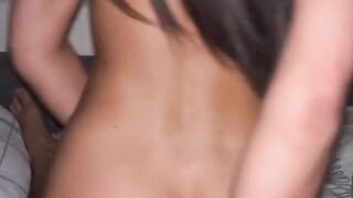 POV Hot Petite Brunette Reverse Cowgirl creampie