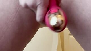 Pulsating my pussy with new sex toy in my friends bathroom