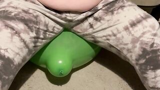 Small green balloon but it took all my 19 stone