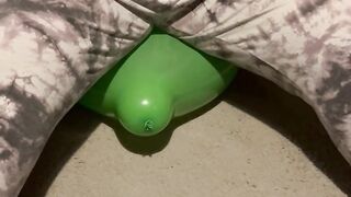 Small green balloon but it took all my 19 stone