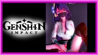 Genshin Impact - Raiden Shogun Pleasures Himself in the Office