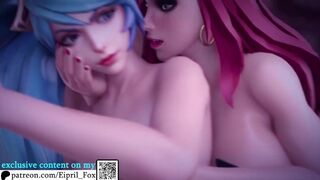 Futanari Ashe, Ahri and Evie did Hot Threesome - Futa League of Legends and Paladins Hentai