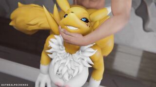 Furry MILF Renamon is creampied