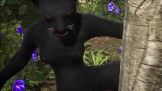 Realistic furry suit blowjob and fucking (black panther version)