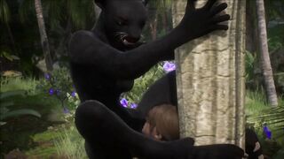 Realistic furry suit blowjob and fucking (black panther version)