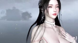 3D big boobs Chinese model with sexy lingerie shaking her big boobs