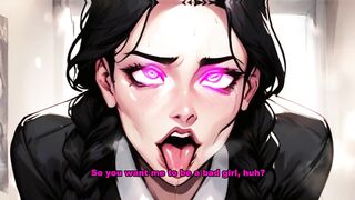 Naughty goth Wandinha asking to suck your dick (HentaiJOI) cums in my throat