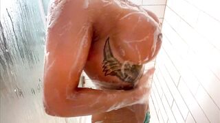 Horny Redhead Shower Tease