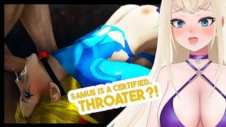 oh wow… Samus is a certified cock-deepthroat slut | Metroid Porn Hentai Vtuber React