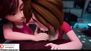 Aunt Cass And Elastigirl Do Hot Double Bbc Blowjob And Getting Cum In Mouth | Hottest Cartoon Hentai