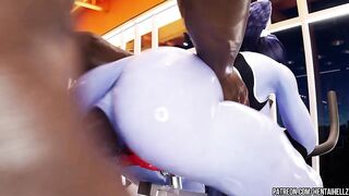 Overwatch widow was fucked hard in the anal while training at the gym