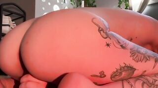 tatted blonde rides your cock reverse cowgirl