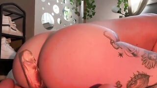 tatted blonde rides your cock reverse cowgirl