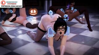 OVERWATCH HALLOWEEN HENTAI PARY WIDOWMAKER TRACER D.VA