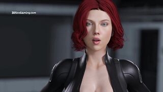 Black Widow Rough Gangbang Facial Cumshot - 3D Animation